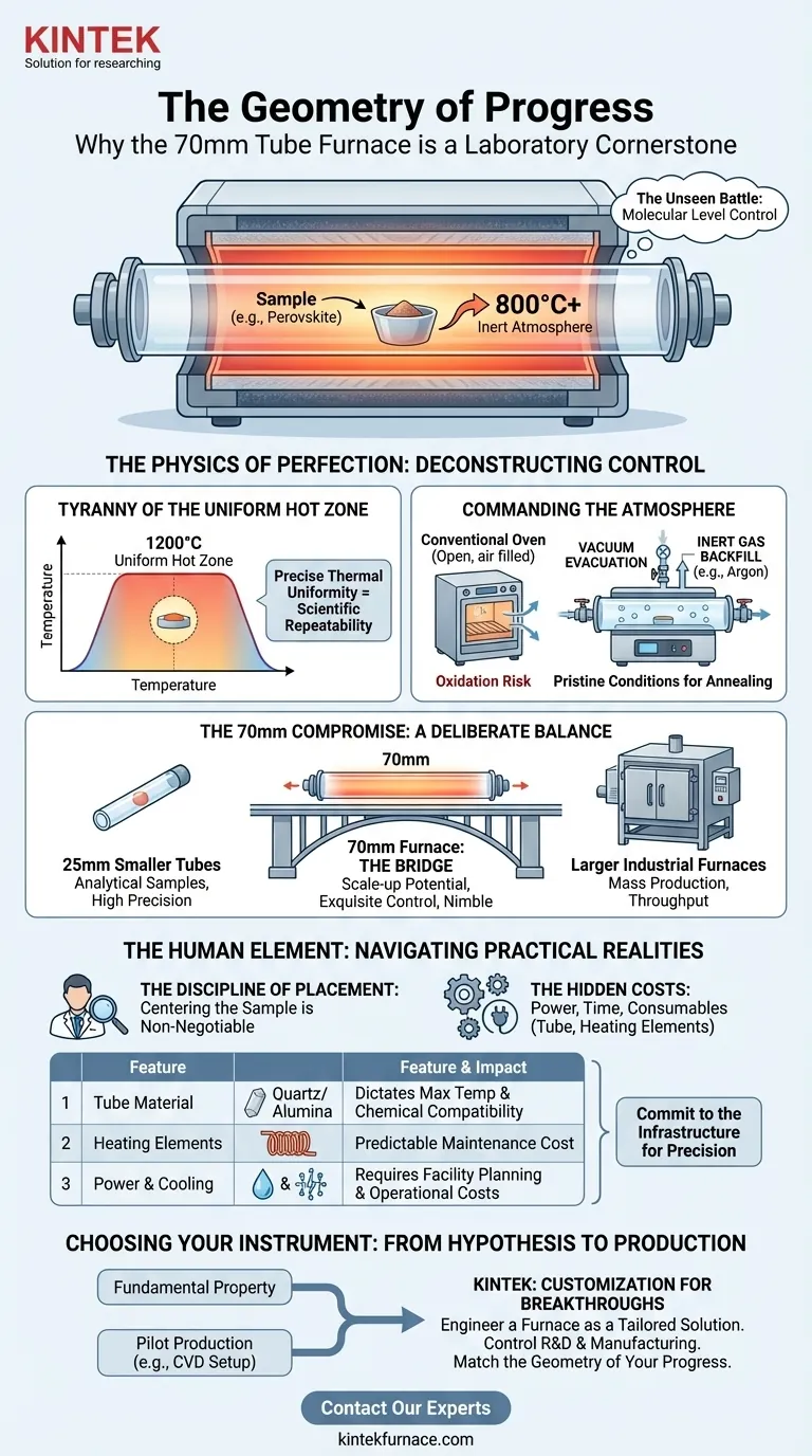 La Geometría del Progreso: Por qué el Horno Tubular de 70 mm es una Piedra Angular de Laboratorio Guía Visual