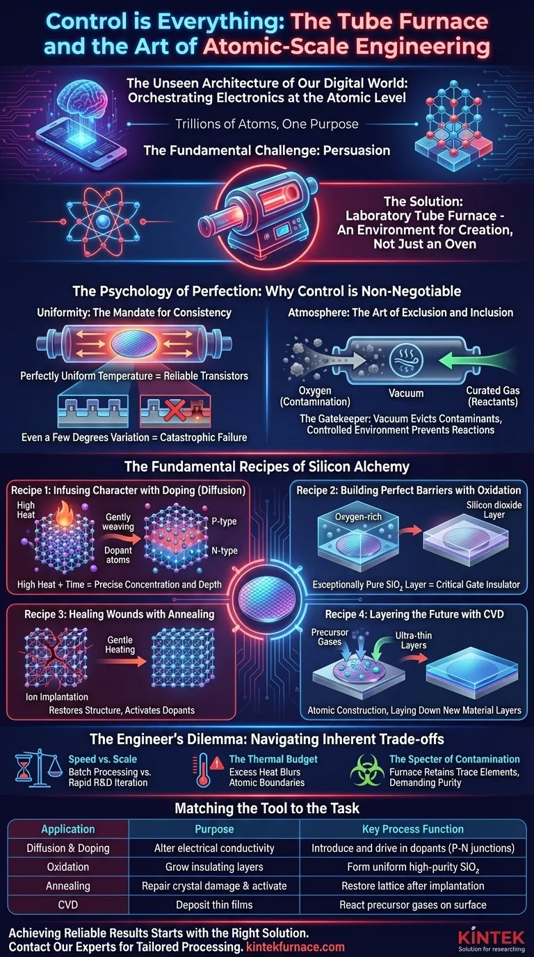 Controle é Tudo: O Forno Tubular e a Arte da Engenharia em Escala Atômica Guia Visual
