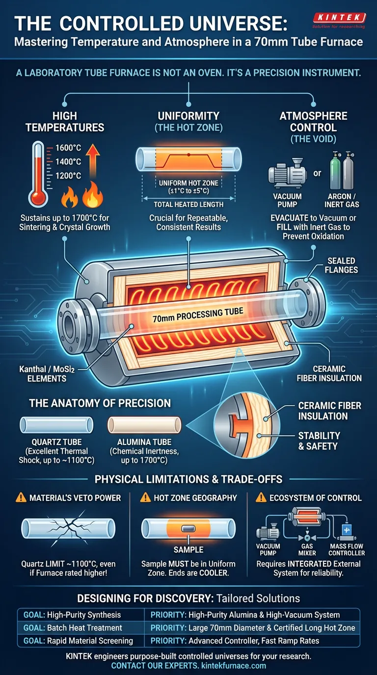 El Universo Controlado: Dominando la Temperatura y la Atmósfera en un Horno Tubular de 70 mm Guía Visual