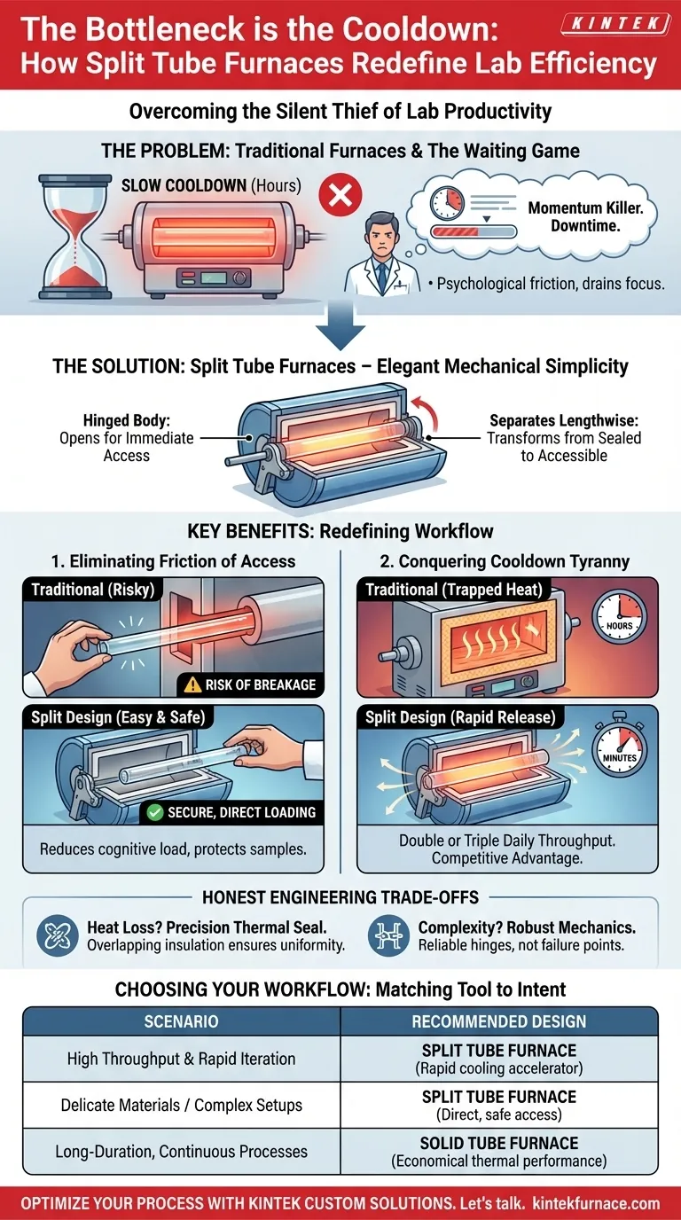 O Gargalo é o Resfriamento: Como os Fornos Tubulares Divididos Redefinem a Eficiência Laboratorial Guia Visual