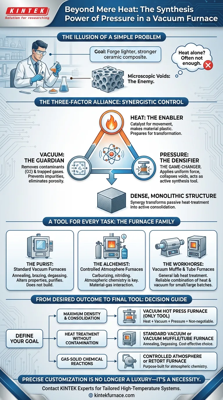 Más allá del simple calor: El poder de síntesis de la presión en un horno de vacío Guía Visual