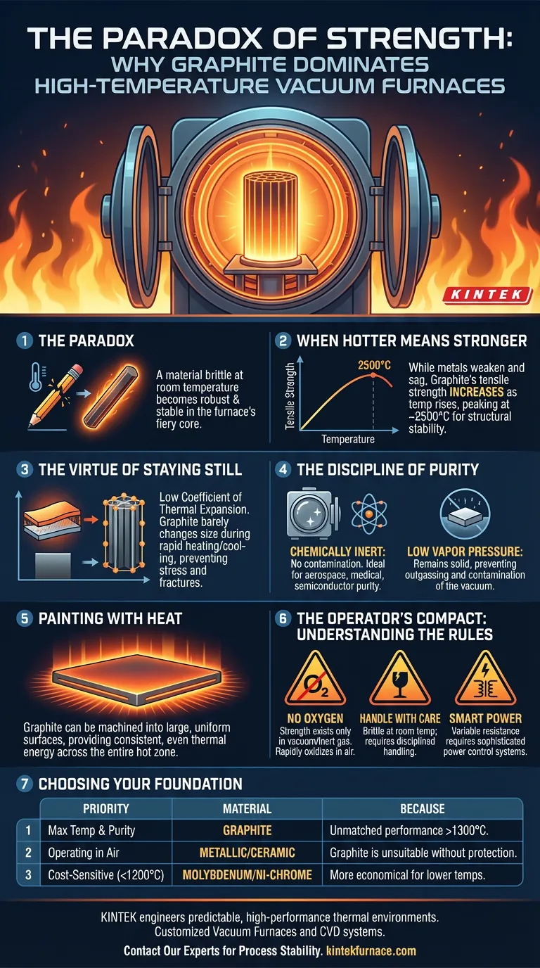 Das Paradoxon der Stärke: Warum Graphit Hochtemperatur-Vakuumöfen dominiert Visuelle Anleitung