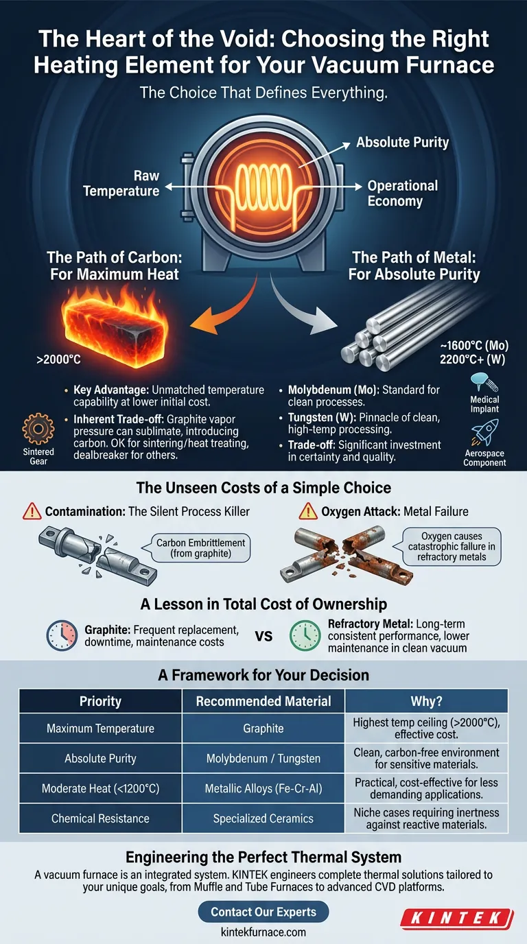 O Coração do Vácuo: Escolhendo o Elemento de Aquecimento Certo para o Seu Forno a Vácuo Guia Visual