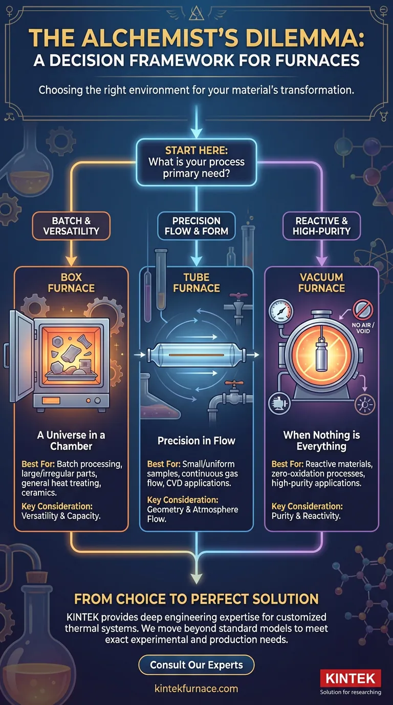 Le dilemme de l'alchimiste : un cadre de décision pour les fours à chambre, à tube et sous vide Guide Visuel