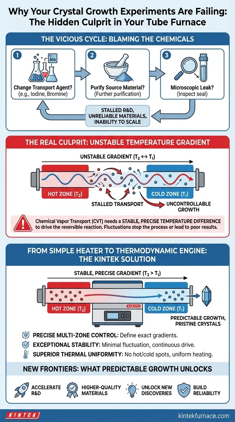 Por Que Seus Experimentos de Crescimento de Cristais Estão Falhando: O Culpado Oculto em Seu Forno Tubular Guia Visual