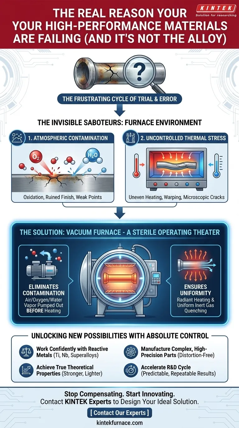 A Verdadeira Razão pela Qual os Seus Materiais de Alto Desempenho Estão Falhando (E Não É a Liga) Guia Visual