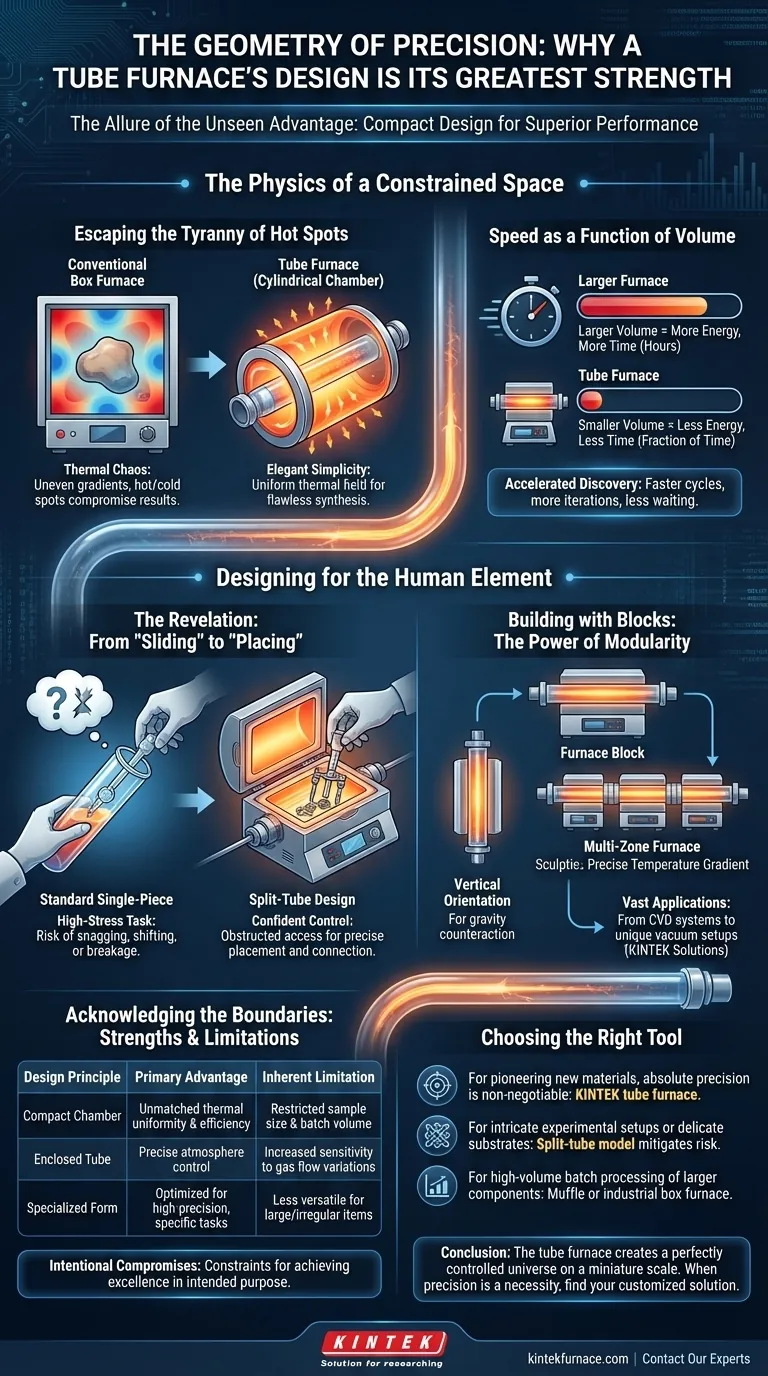 A Geometria da Precisão: Por Que o Design de um Forno Tubular é Sua Maior Força Guia Visual