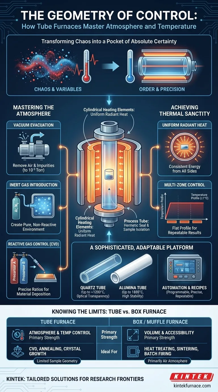 A Geometria do Controle: Como Fornos Tubulares Dominam a Atmosfera e a Temperatura Guia Visual