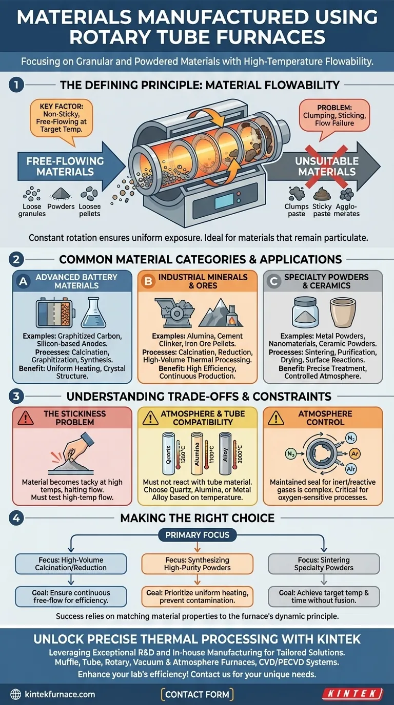 Quels matériaux peuvent être fabriqués à l'aide de fours tubulaires rotatifs ? Idéal pour les minéraux et poudres de batteries Guide Visuel