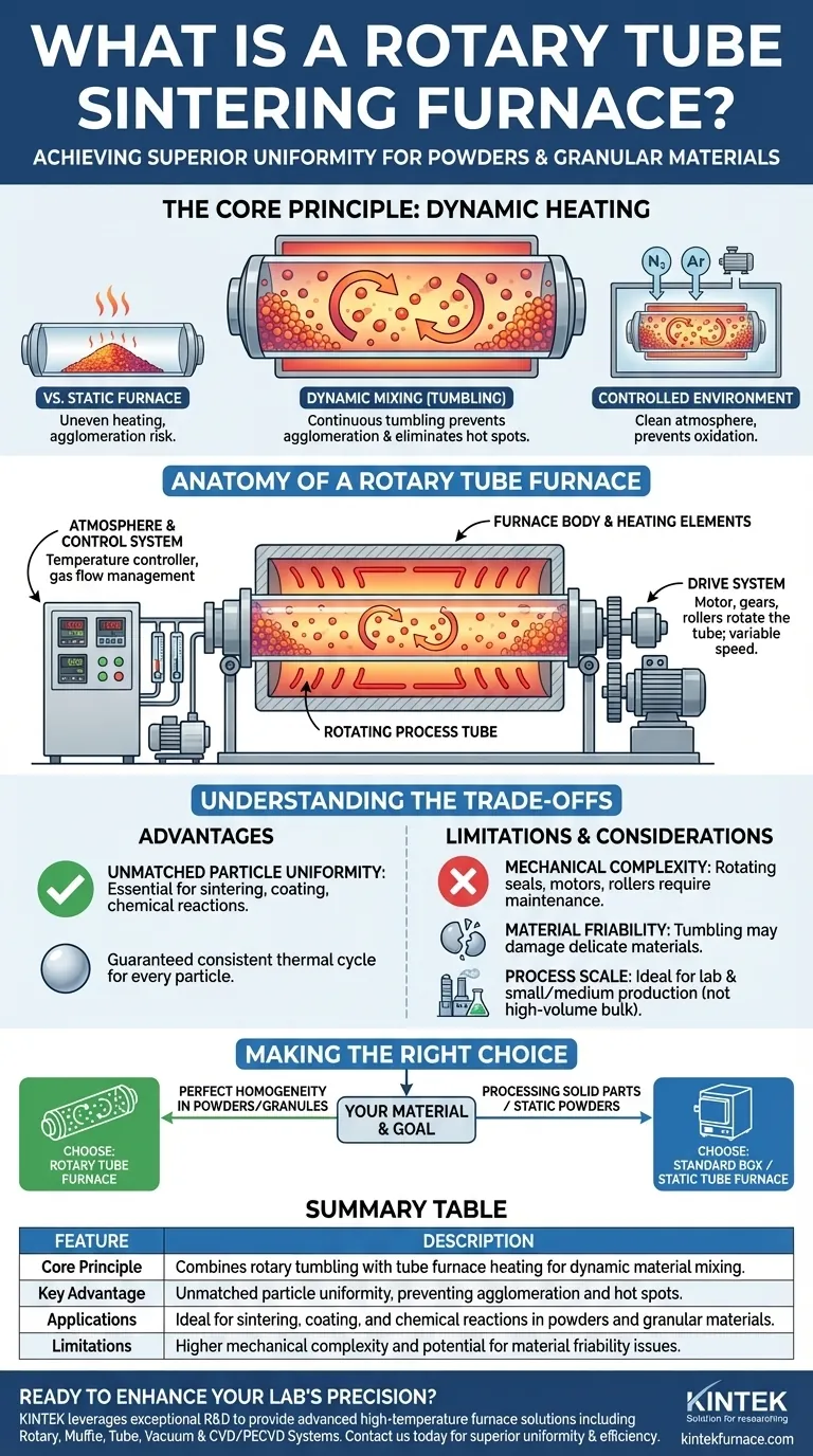 Что такое печь для спекания с вращающейся трубой? Достижение превосходной однородности при обработке порошков Визуальное руководство