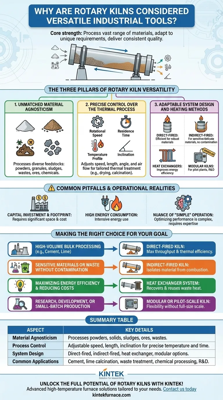 Perché i forni rotativi sono considerati strumenti industriali versatili? Scopri il loro potere nella lavorazione dei materiali Guida Visiva