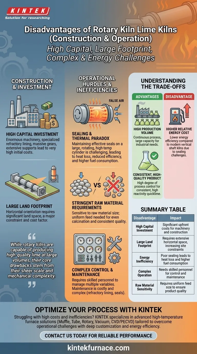 Quais são as desvantagens dos fornos de cal rotativos em termos de construção e operação? Custos Elevados, Operação Complexa Guia Visual