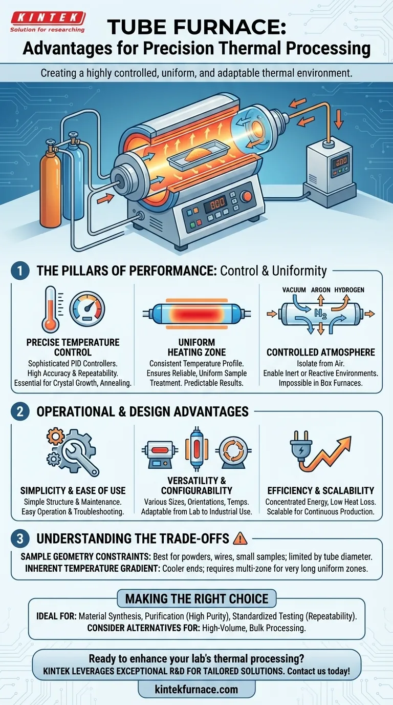What are the advantages of using a tube furnace? Achieve Precise Thermal Control for Your Lab Visual Guide