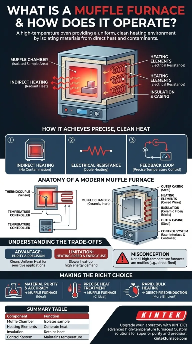 What is a muffle furnace and how does it operate? Master Precise, Clean Heating for Your Lab Visual Guide