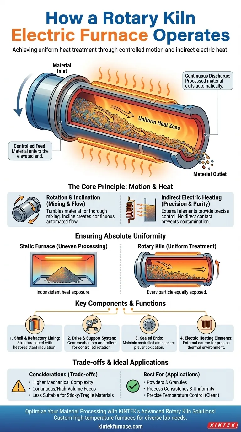 How does a rotary kiln electric furnace operate? Achieve Uniform Heat Treatment for Your Materials Visual Guide
