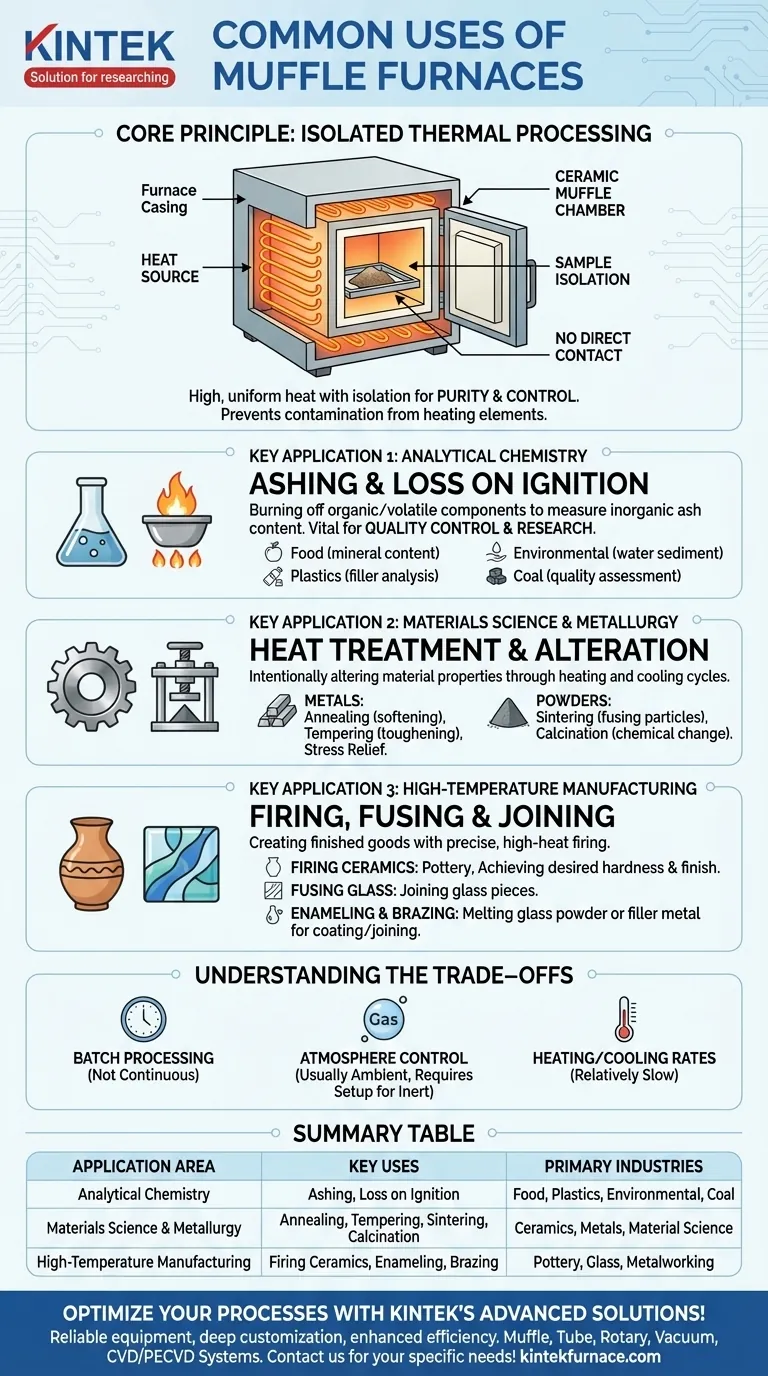 Quais são os usos comuns dos fornos mufla? Desbloqueie a precisão na análise e no processamento de materiais Guia Visual
