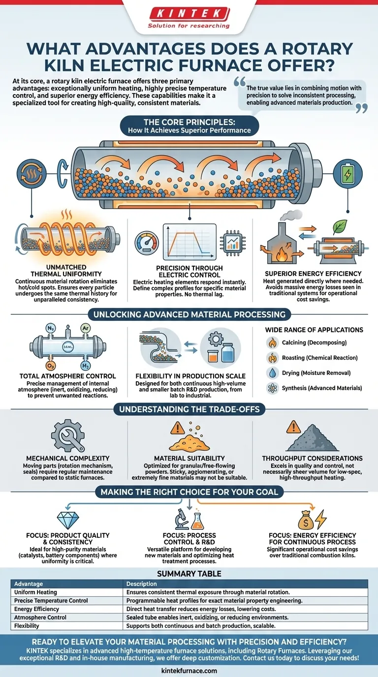 What advantages does a rotary kiln electric furnace offer? Achieve Superior Material Processing with Precision Visual Guide