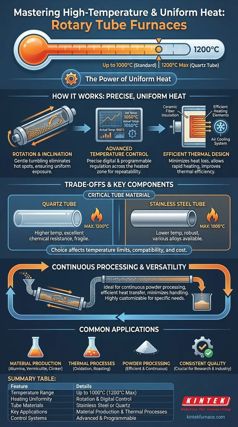 ロータリーチューブ炉の温度範囲はどれくらいですか？最高1200°Cまでの均一加熱を実現 ビジュアルガイド