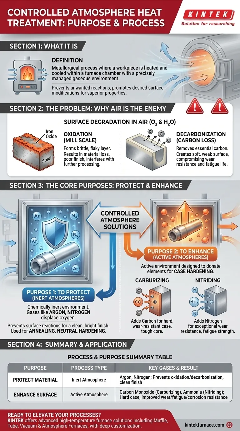 What is controlled atmosphere heat treatment and what are its main purposes? Achieve Superior Metallurgical Results Visual Guide