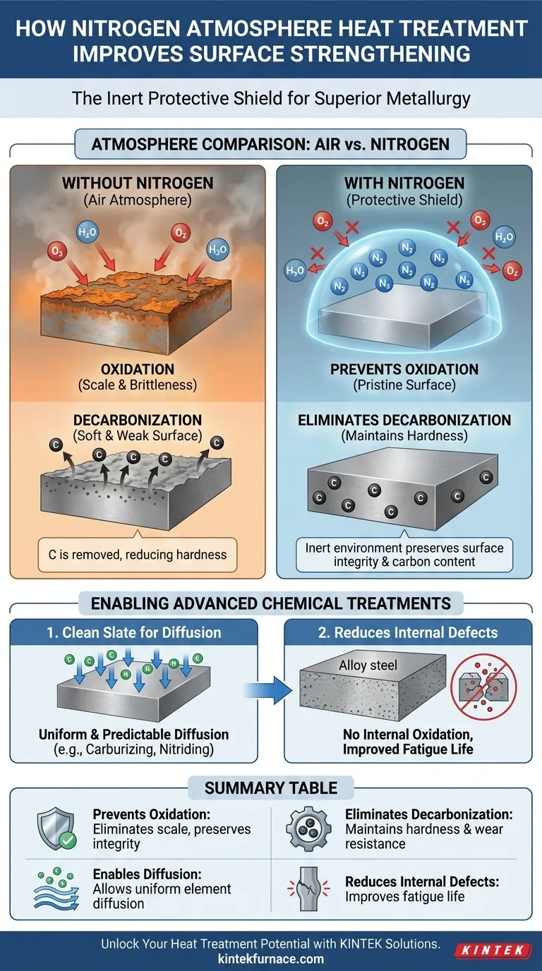 How does nitrogen atmosphere heat treatment improve surface strengthening? Enhance Durability and Performance Visual Guide