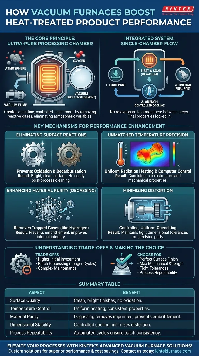 Como o forno a vácuo melhora o desempenho dos produtos tratados termicamente? Alcance Controle e Qualidade Superiores Guia Visual