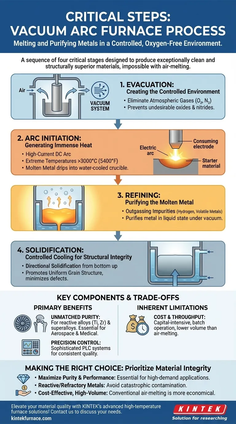 Quelles sont les étapes critiques du processus du four à arc sous vide ? Atteignez une pureté et des performances métalliques inégalées Guide Visuel