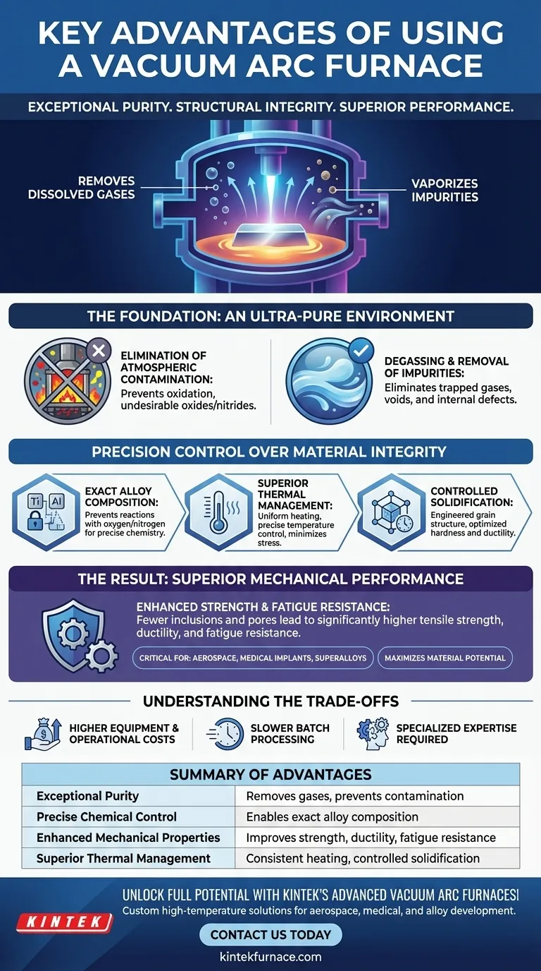 ¿Cuáles son las ventajas clave de utilizar un horno de arco al vacío? Logre una pureza y un rendimiento inigualables Guía Visual