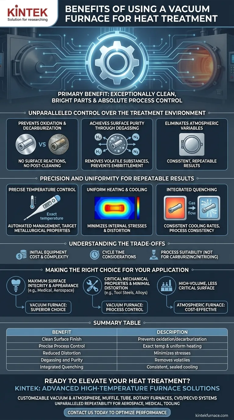 What are the benefits of using a vacuum furnace for heat treatment? Achieve Clean, Precise Results for Your Materials Visual Guide