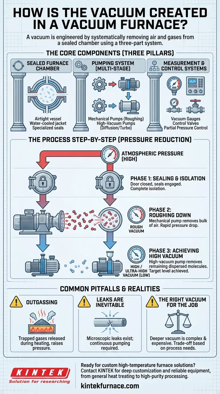 How is the vacuum created in a vacuum furnace? Master the Process for Superior Metallurgical Results Visual Guide