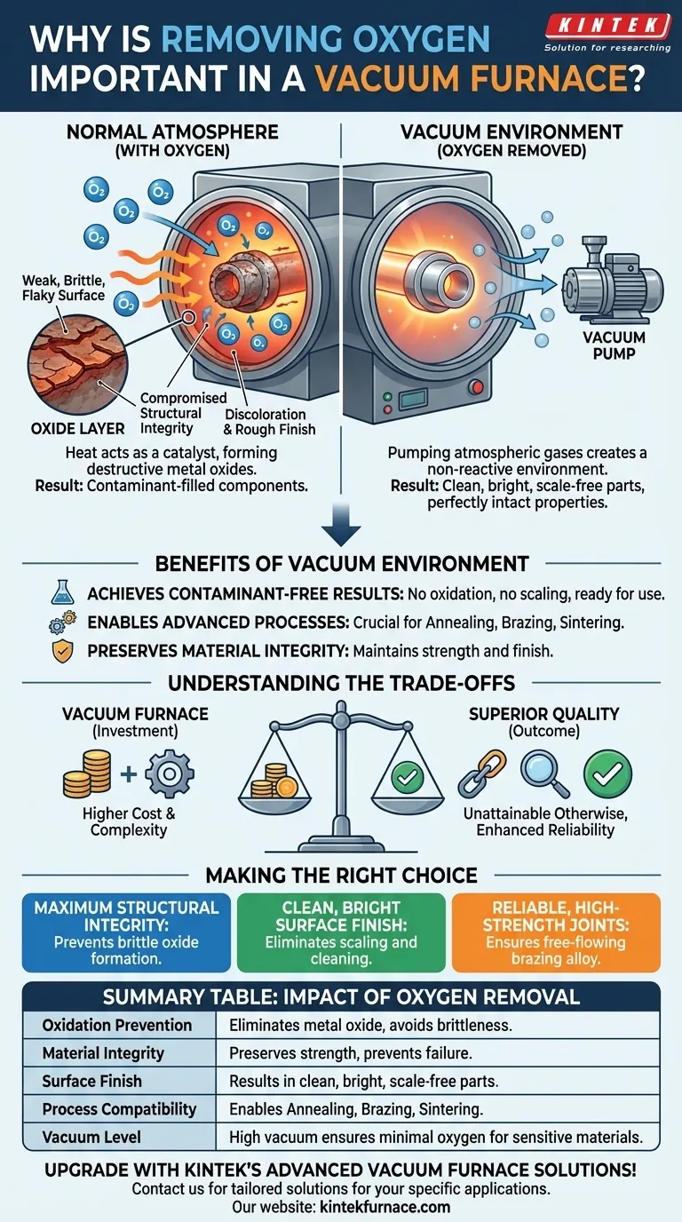 Por que a remoção de oxigênio é importante em um forno a vácuo? Prevenção da Oxidação para Qualidade Superior do Metal Guia Visual