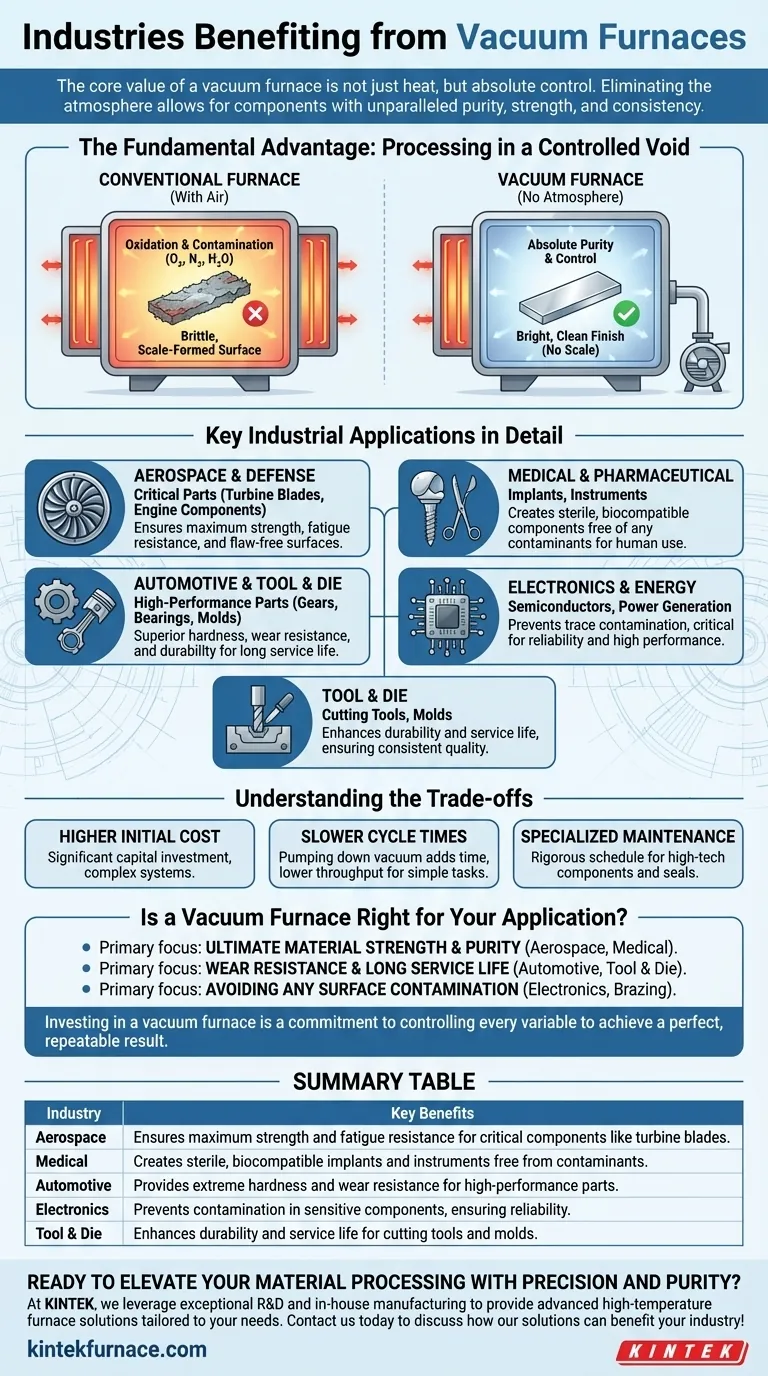 Quais indústrias se beneficiam do uso de fornos a vácuo? Alcance Pureza e Precisão em Setores de Alto Risco Guia Visual