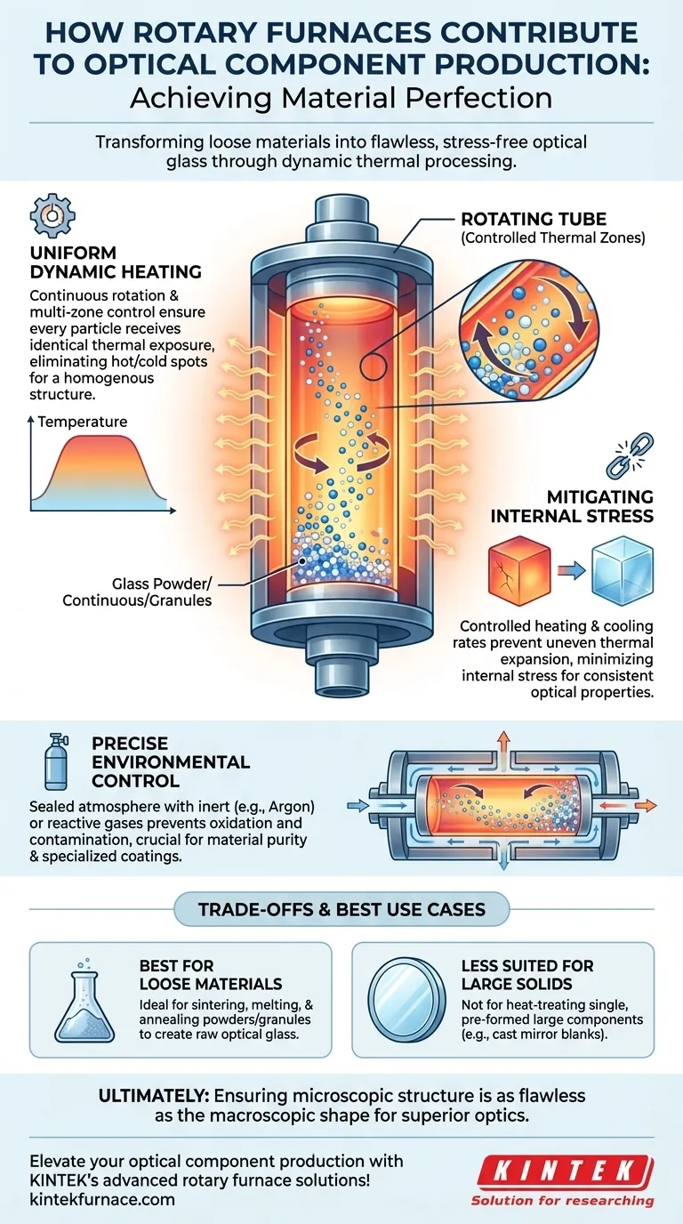 كيف تساهم الأفران الدوارة في إنتاج المكونات البصرية؟ تحقيق توحيد مثالي للبصريات عالية الأداء دليل مرئي