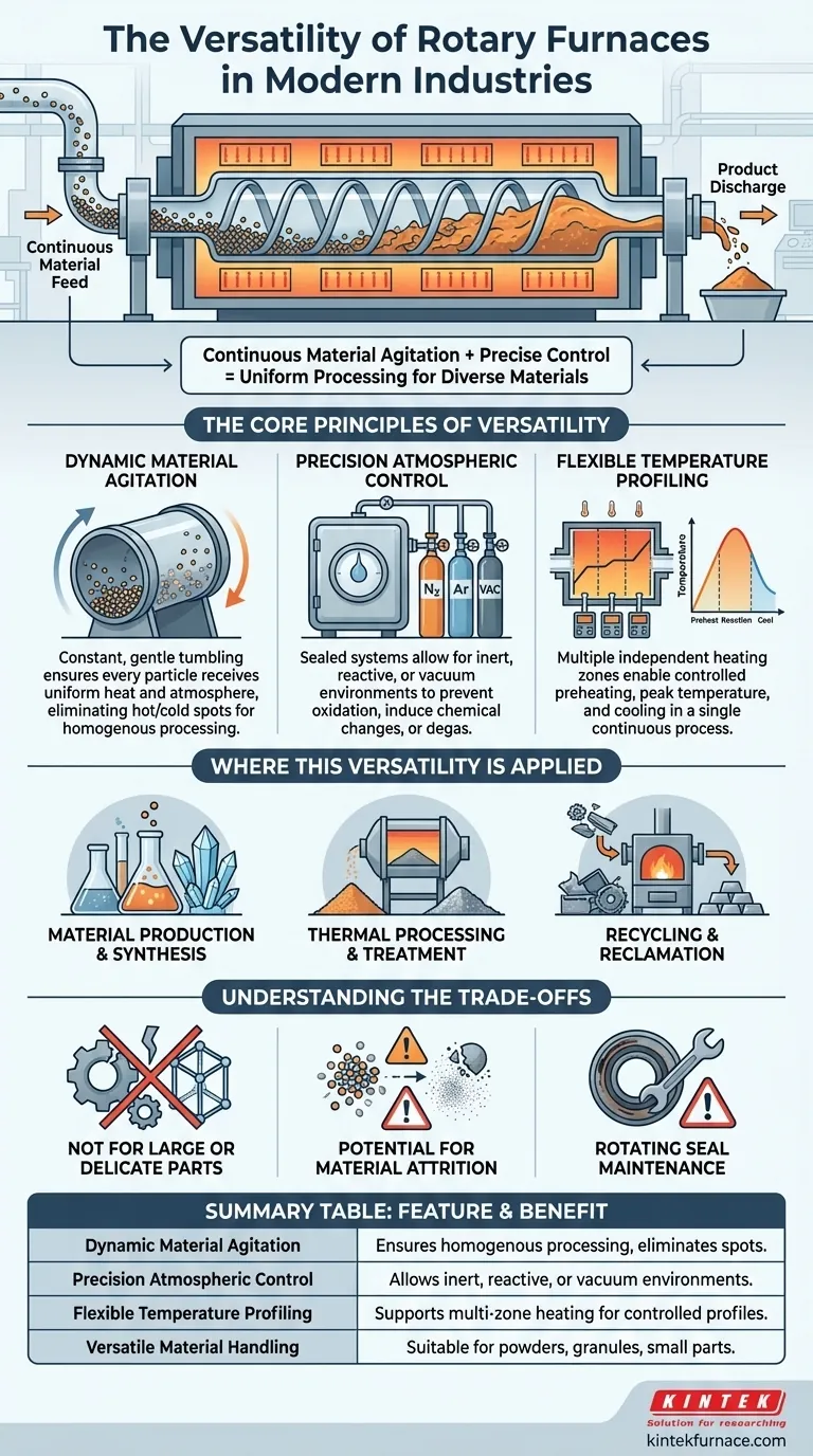 Cosa rende i forni rotativi strumenti versatili nelle moderne industrie? Sblocca la lavorazione termica ad alta efficienza Guida Visiva