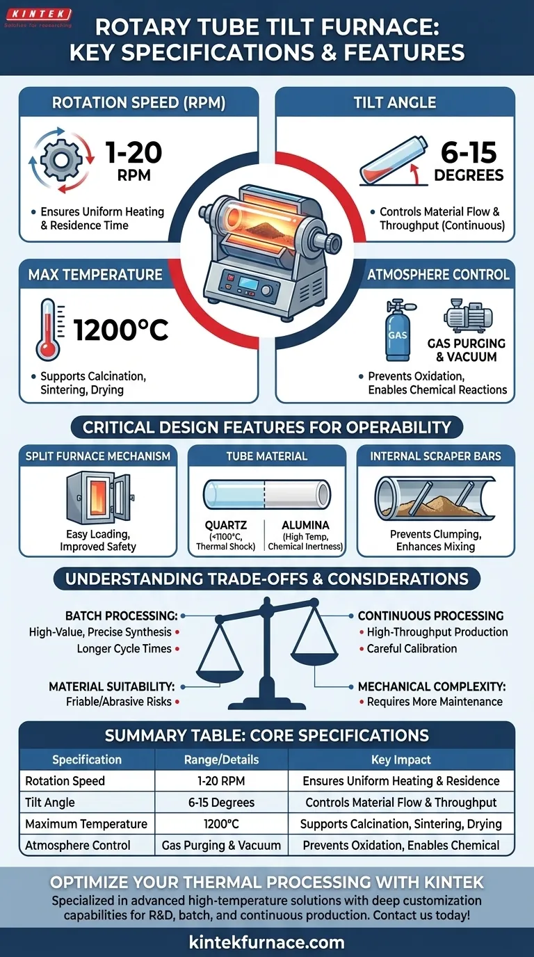 Was sind die wichtigsten technischen Spezifikationen eines Drehrohr-Kippofens? Optimieren Sie Ihre thermische Verarbeitung Visuelle Anleitung