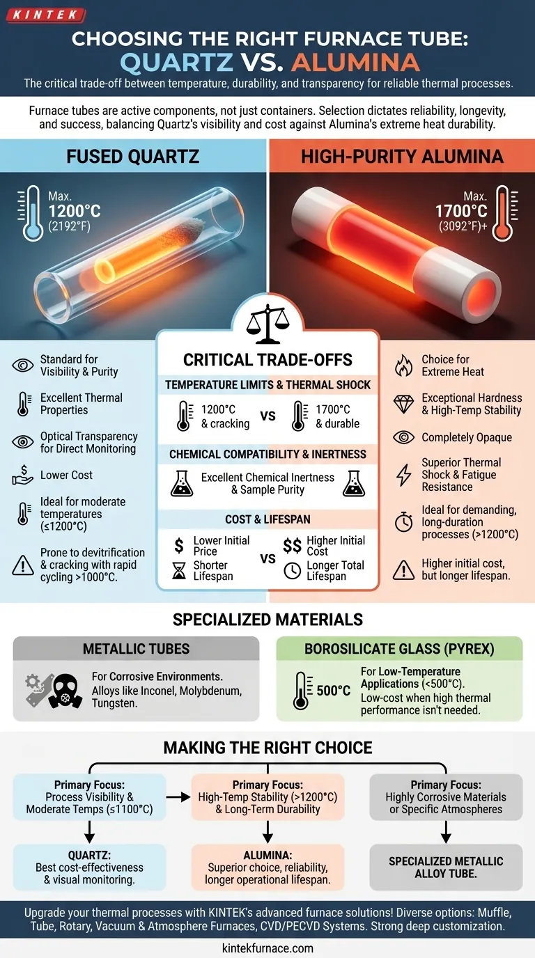 What materials are used for the furnace tube and why? Choose the Right Tube for High-Temp Success Visual Guide