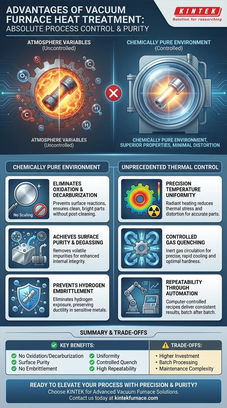 What are the advantages of using a vacuum furnace for heat treatment? Achieve Superior Process Control and Clean Results Visual Guide