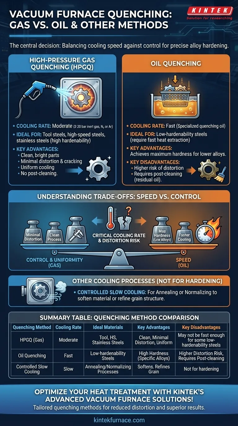 What types of quenching methods are available in a vacuum furnace? Optimize Hardening with Oil or Gas Quenching Visual Guide