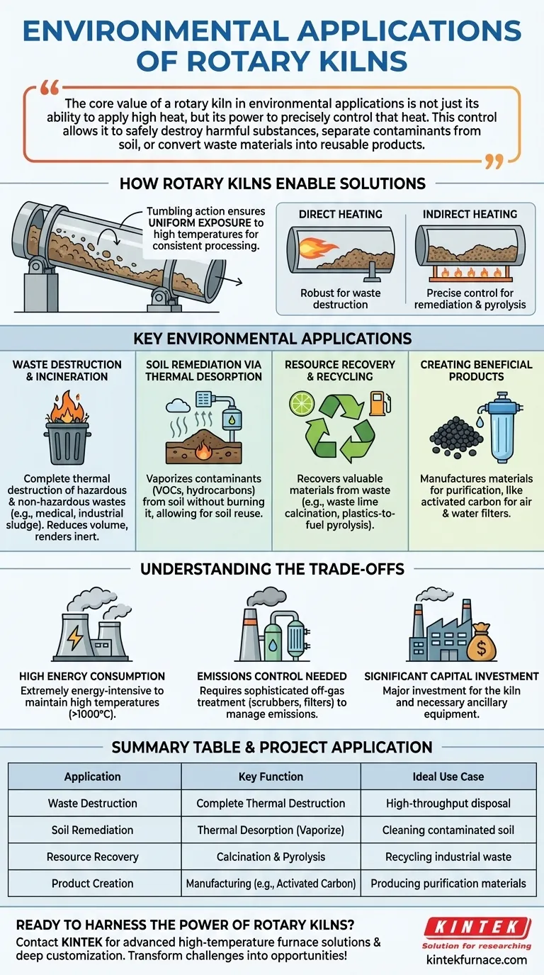 Quali applicazioni ambientali utilizzano i forni rotativi? Trasforma i rifiuti in valore con precisione Guida Visiva