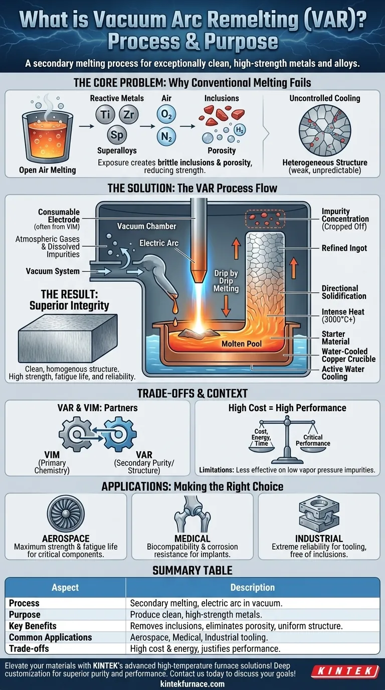 ¿Qué es la fusión por arco al vacío (VAR) y cuál es su propósito principal? Logre una pureza y rendimiento superiores del metal Guía Visual