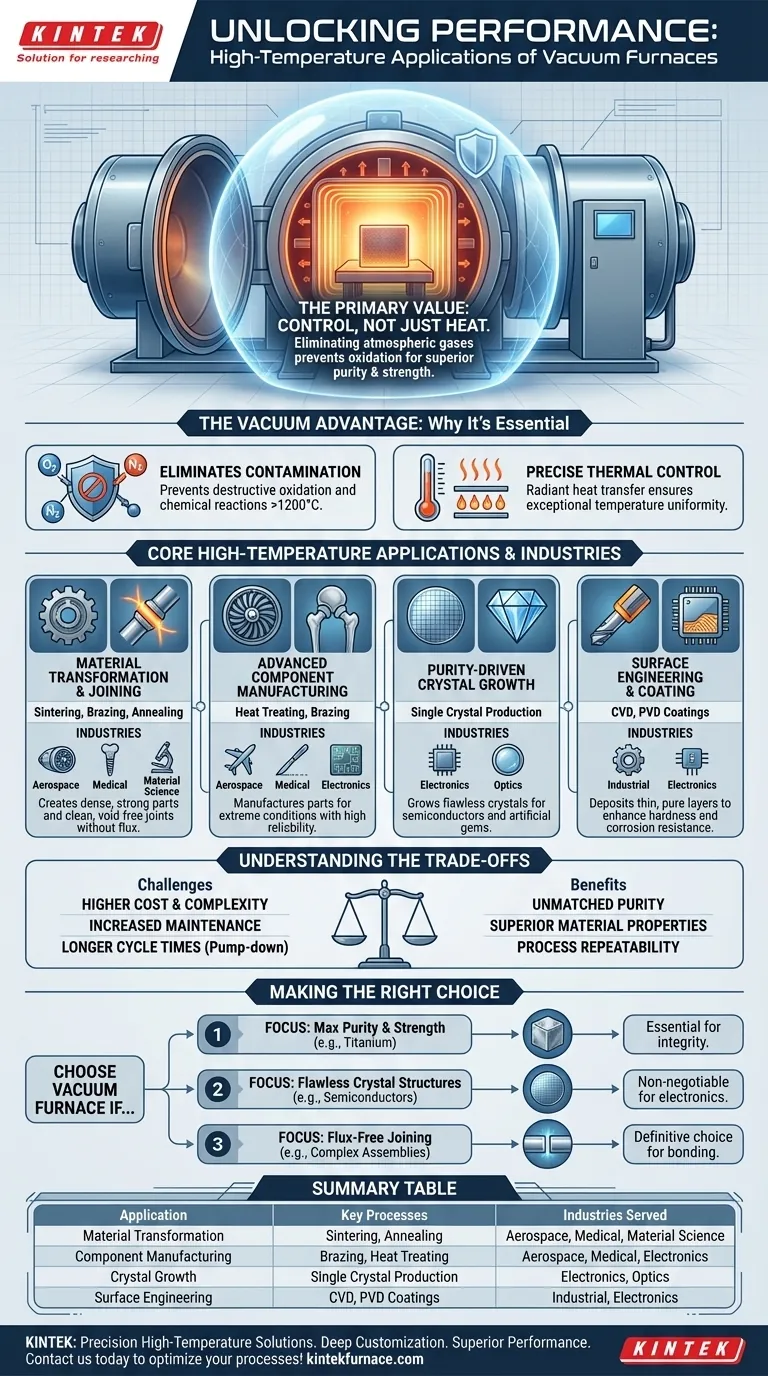 Welche Hochtemperaturanwendungen bedienen Vakuumöfen? Entdecken Sie Reinheit und Präzision in der fortschrittlichen Fertigung Visuelle Anleitung