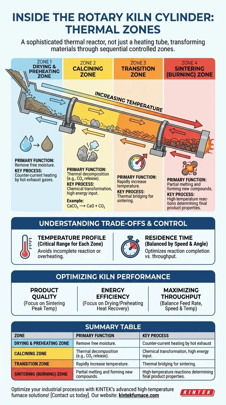 回转窑筒体内部有哪些区域？解锁高效材料加工 图解指南