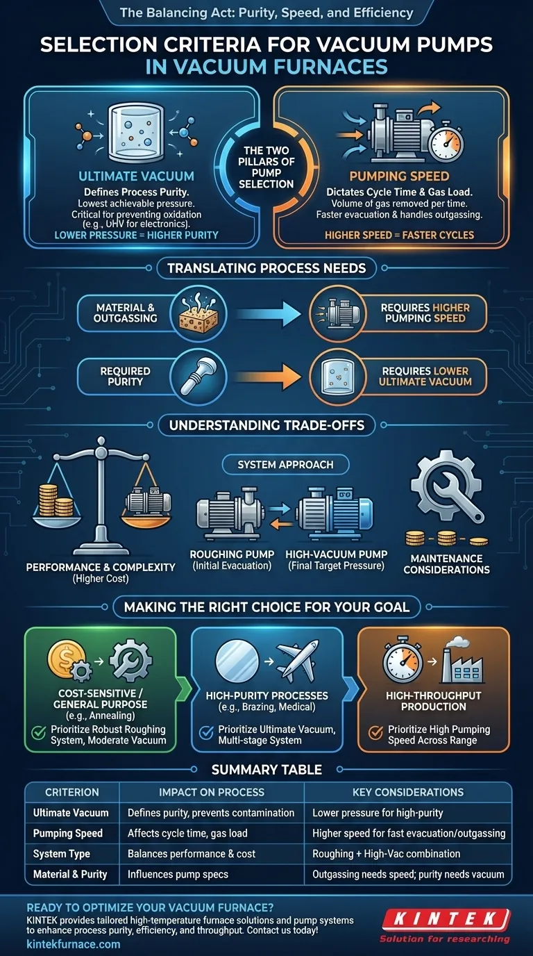 What are the selection criteria for vacuum pumps in vacuum furnaces? Optimize for Purity and Efficiency Visual Guide