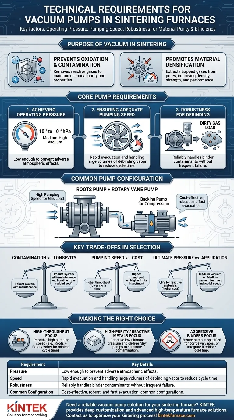 진공 소결로에서 진공 펌프의 주요 기술적 요구 사항은 무엇입니까? 재료 순도 및 효율성 보장 시각적 가이드