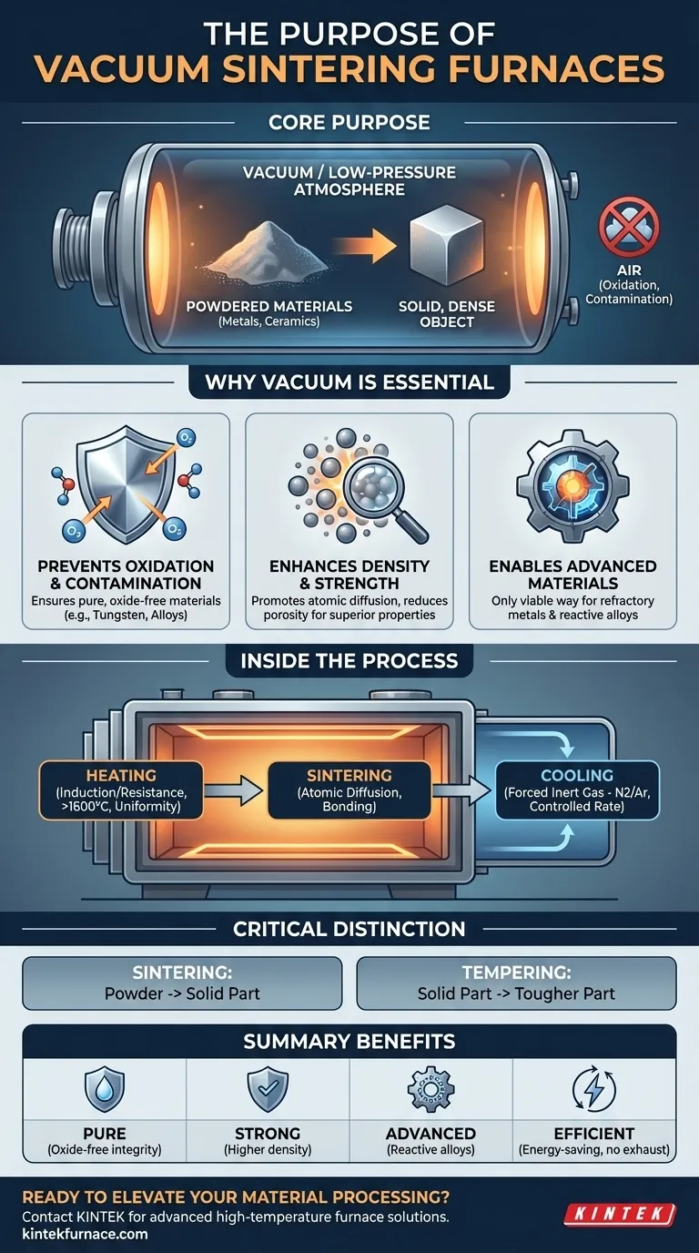 Qual é o propósito dos fornos de sinterização a vácuo? Obtenha materiais densos e de alta pureza Guia Visual