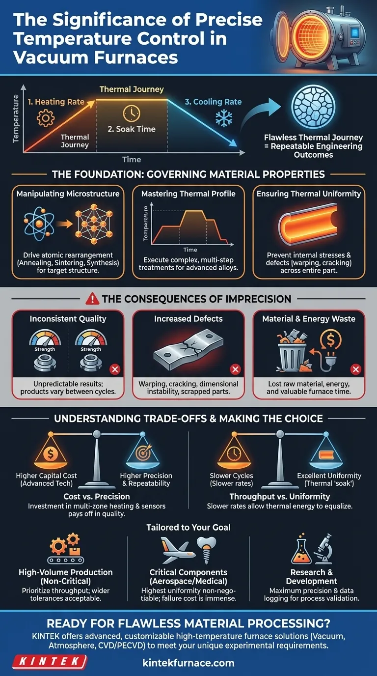 Qual è il significato del controllo preciso della temperatura nei forni a vuoto? Sblocca una lavorazione dei materiali superiore Guida Visiva
