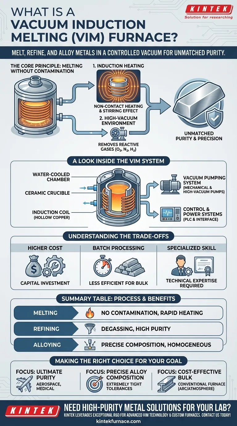 What is a Vacuum Induction Melting Furnace (VIM) and what processes does it perform? Achieve Ultimate Metal Purity and Precision Visual Guide