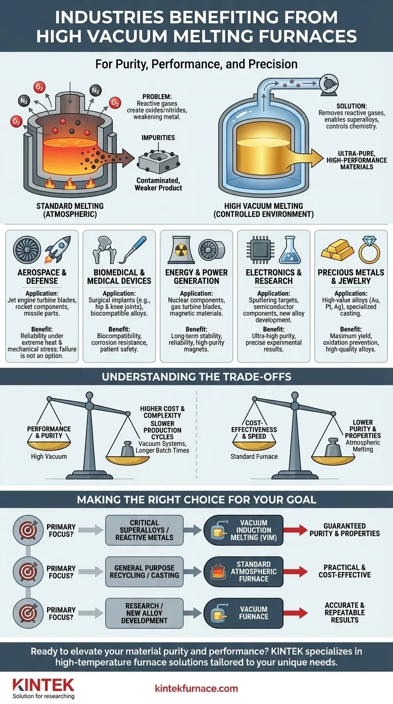 ¿Qué industrias se benefician de los hornos de fusión de alto vacío? Desbloquee la pureza para la industria aeroespacial, biomédica y más Guía Visual