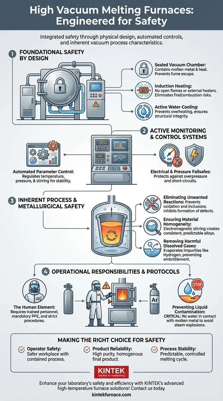 ¿Qué medidas de seguridad se incluyen en los hornos de fusión al vacío? Garantizando la protección del operador y del proceso Guía Visual