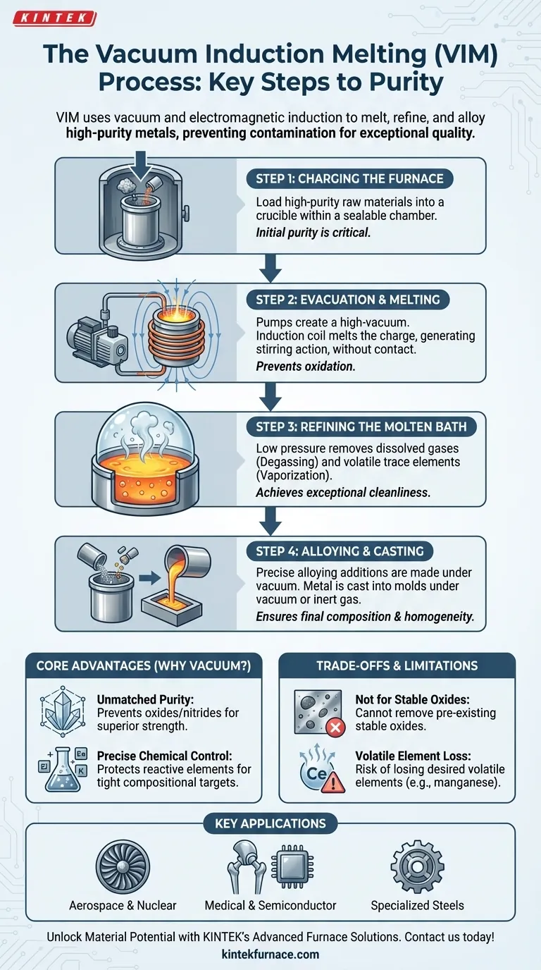 Quais são as etapas chave no processo de fundição por indução a vácuo? Obtenha Ligas Metálicas de Alta Pureza para Aplicações Exigentes Guia Visual