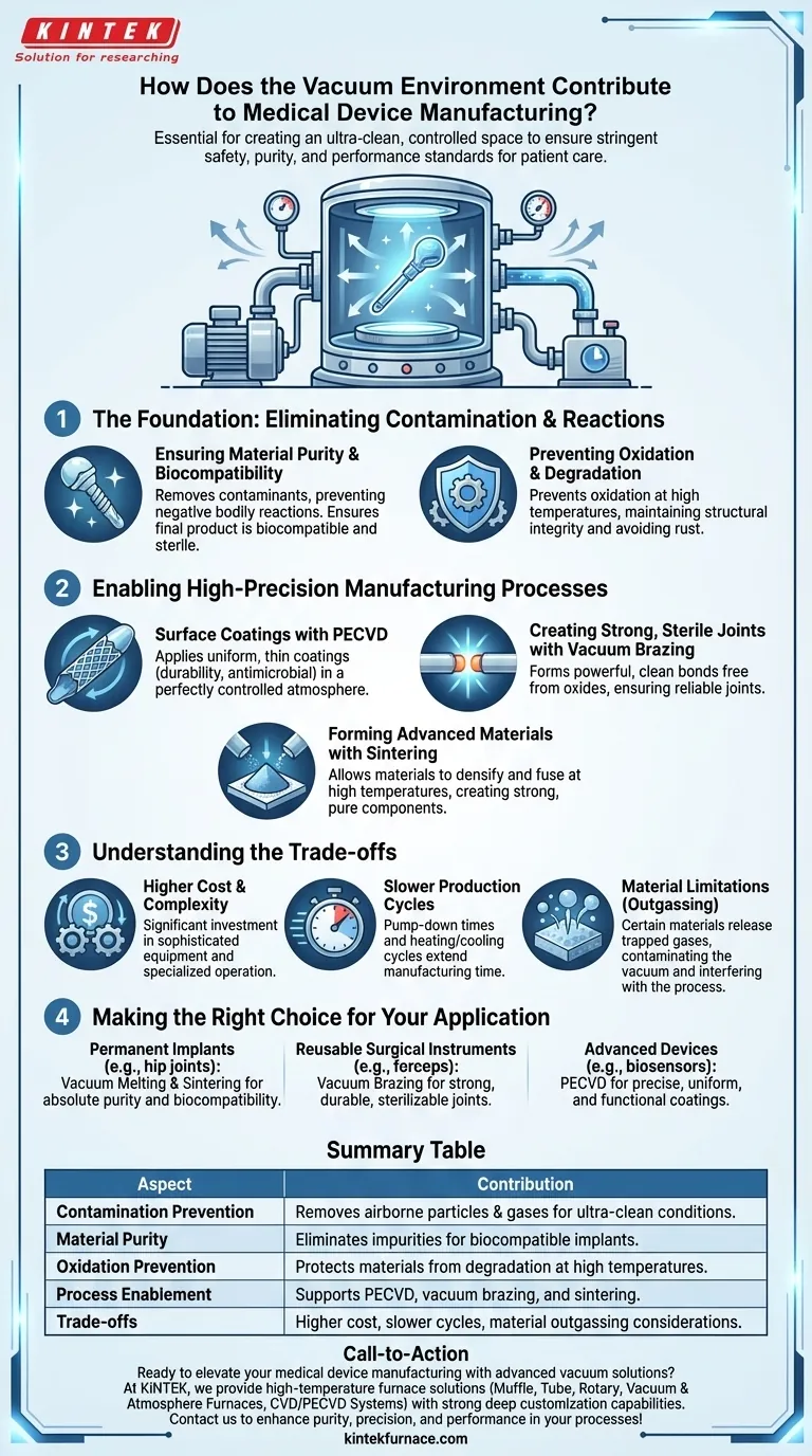 How does the vacuum environment contribute to medical device manufacturing? Ensure Purity and Precision for Patient Safety Visual Guide